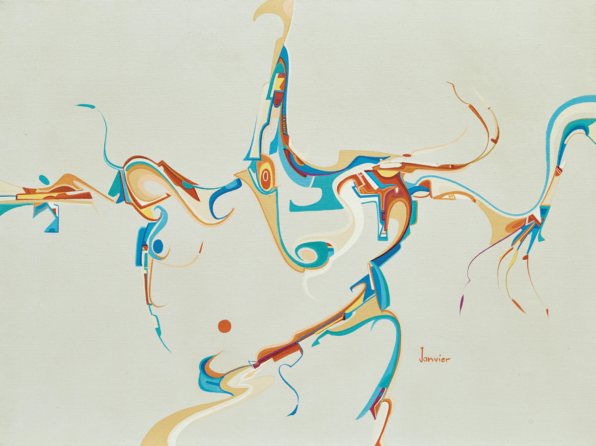 Alex Simeon Janvier, Hometown Fans, acrylic on canvas, 1981