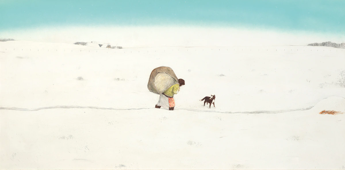 William Kurelek, The First Winter in Canada , mixed media on masonite, 1977