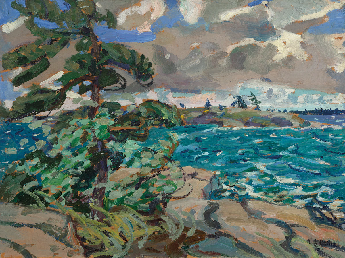 Arthur Lismer, A September Gale, Georgian Bay, 1921, oil on wood