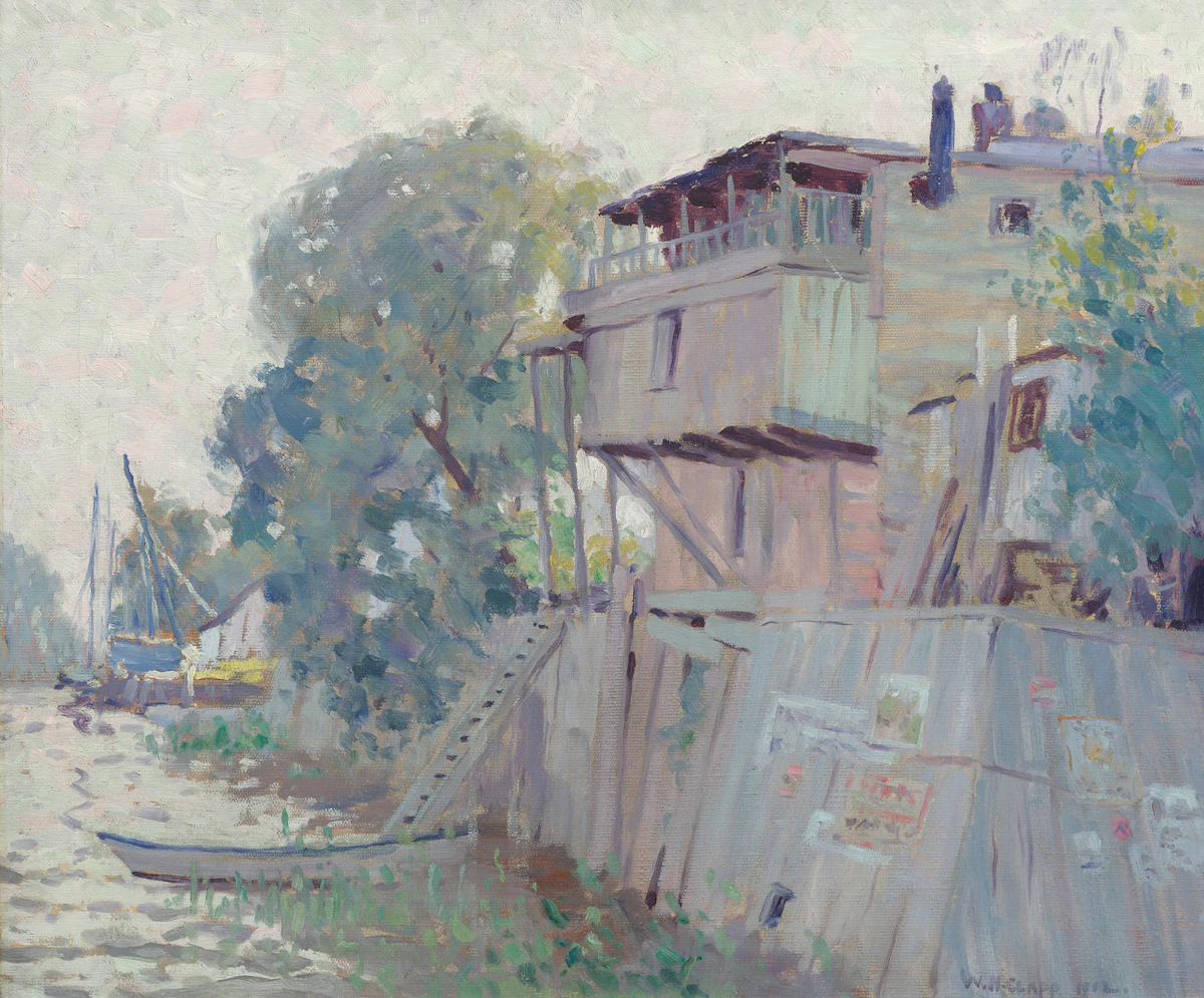 William Henry Clapp, Old Houses, Berthier, oil on canvas, 1912