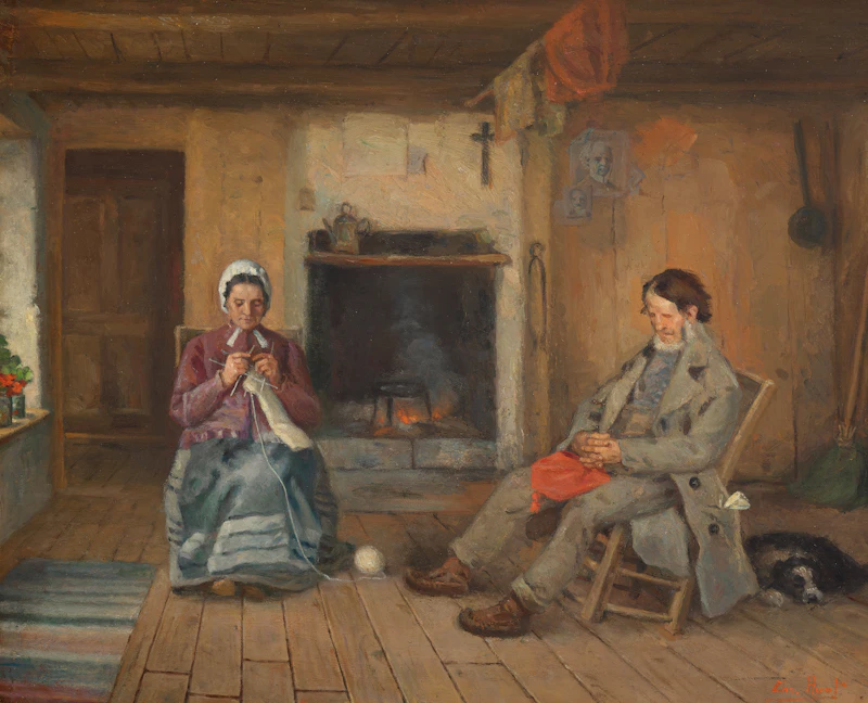 Interior with Seated Figures by Charles Edouard Huot