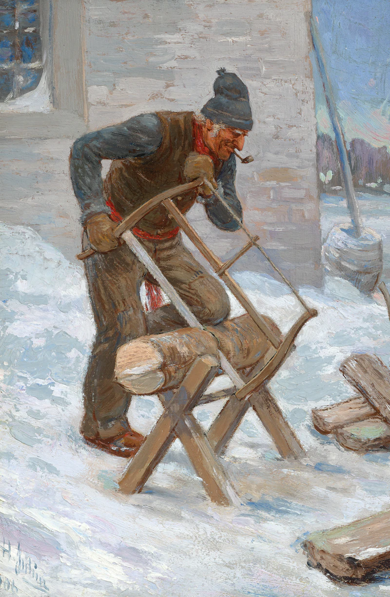 Octave Henri Julien, The Woodcutter, oil on board