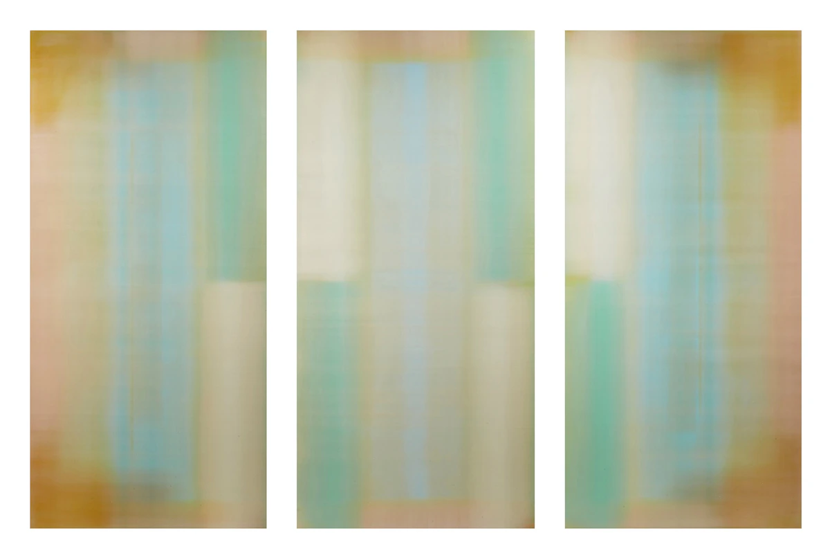 Prudencio Irazabal, Untitled 1Y6 (Triptych), acrylic on canvas laid on board, 1998