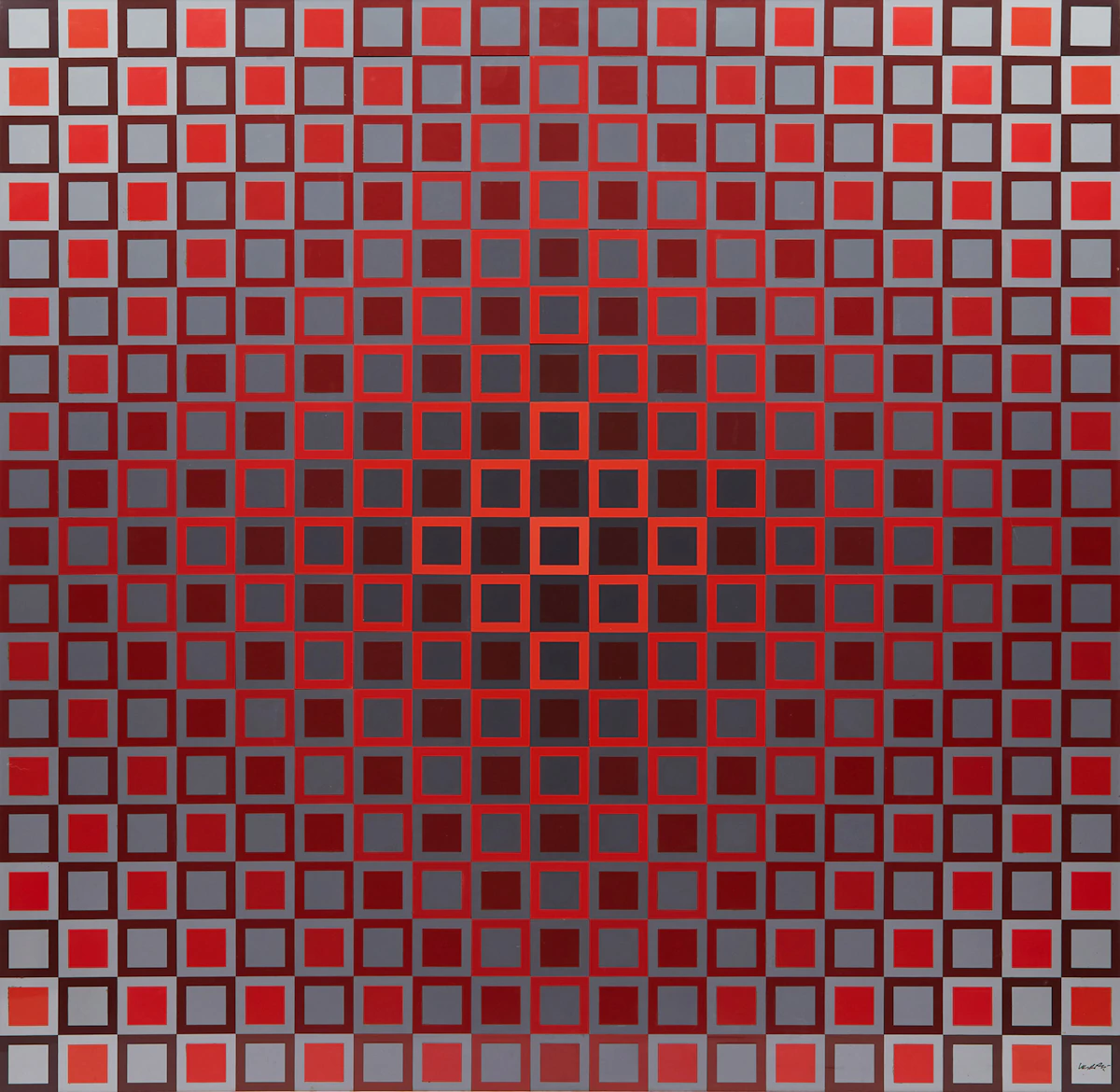Victor Vasarely, Kanta Alom I (Red/Grey), BASF Luran on aluminium, 1972