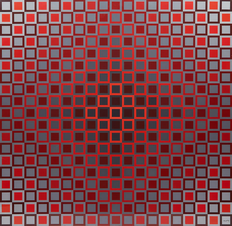 Kanta Alom I (Red/Grey) by Victor Vasarely