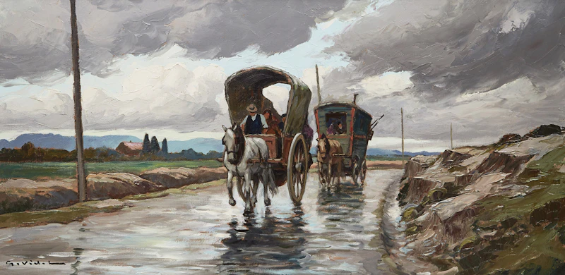 Horse and Wagons by Gustave Vidal