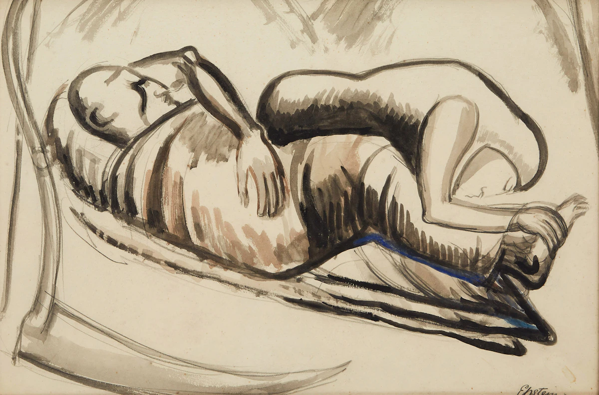 Jacob Epstein, Ruth and Boaz, watercolour on paper