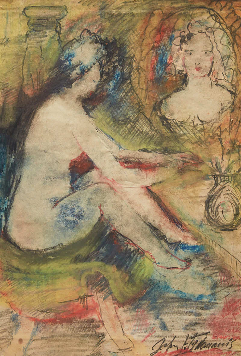 Two Nude Female Figures by Jānis Ferdinands Tīdemanis