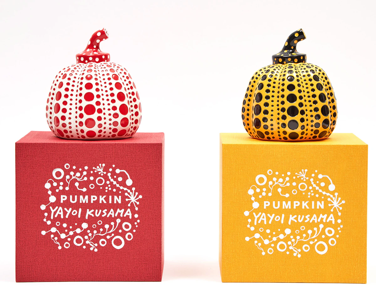 Yayoi Kusama, Pumpkin (Red & Yellow), two painted cast resin multiples, 2015