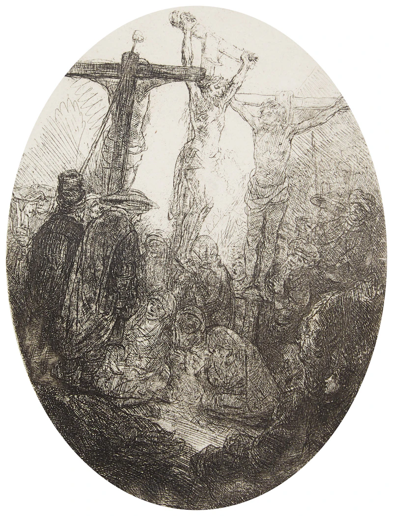 Christ Crucified between Two Thieves by Rembrandt Harmenszoon Van Rijn