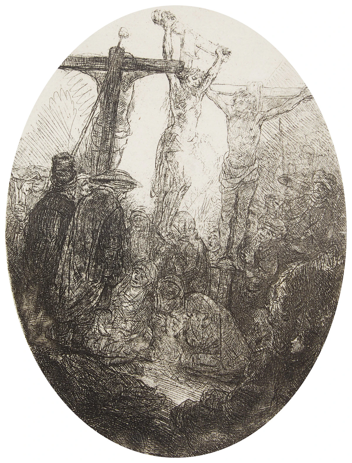 Rembrandt Harmenszoon Van Rijn, Christ Crucified between Two Thieves , etching