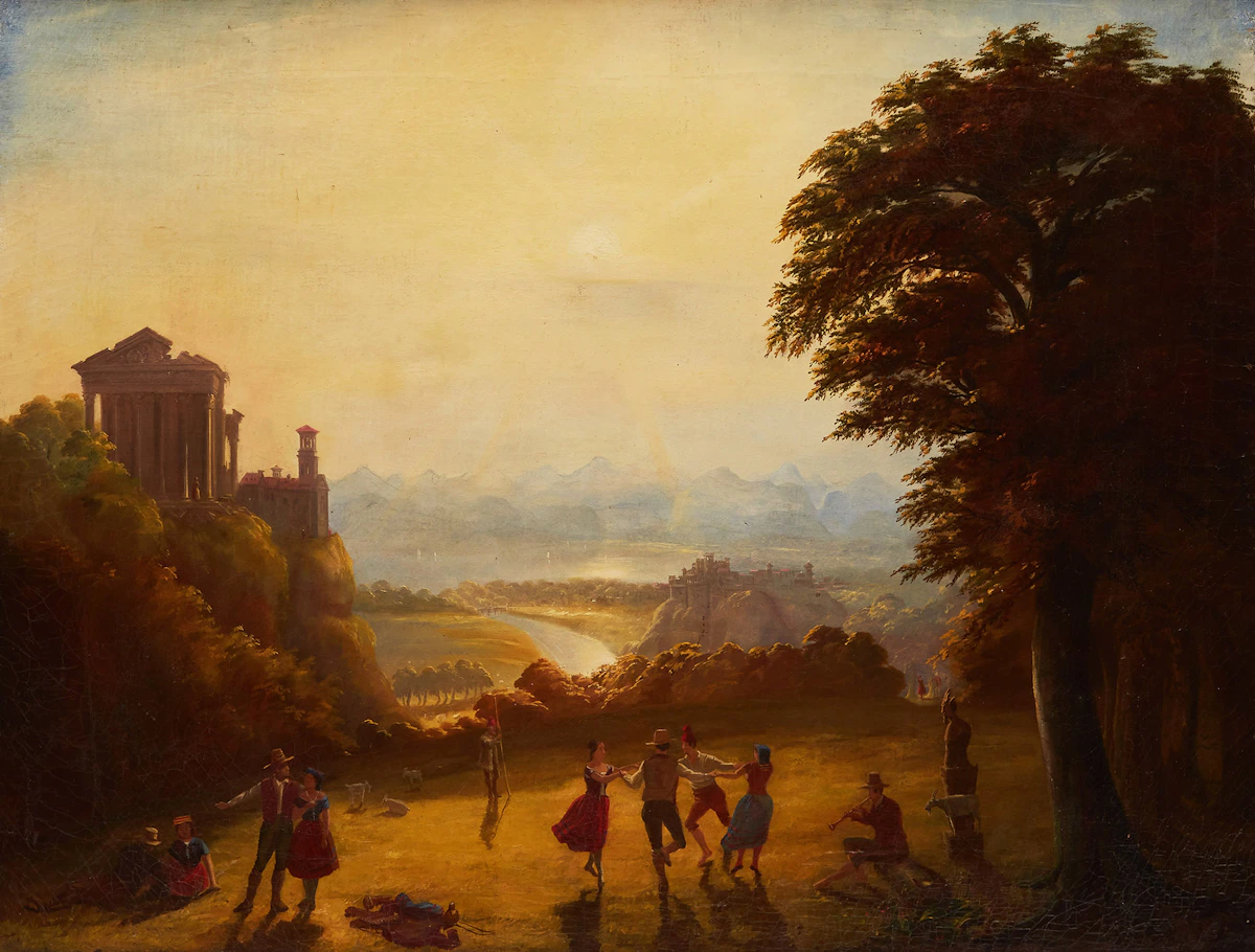 Alexander Davidson, Peasants Dancing in a Landscape, oil on canvas