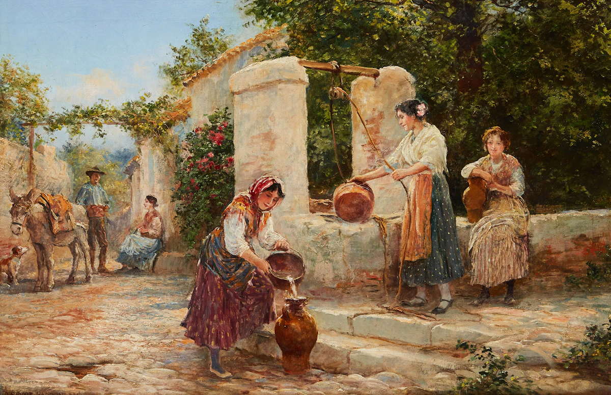 Arthur Trevor Haddon, At the Well, oil on canvas