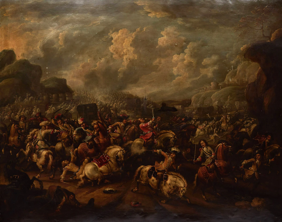 18th Century Flemish School, Battle Scene, oil on copper