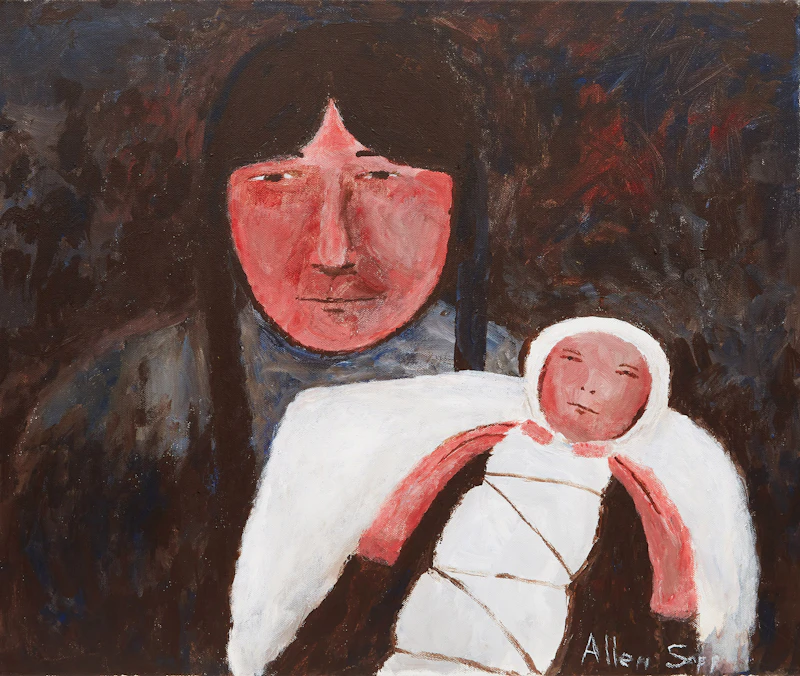 Allen Sapp, Me and My Mother, oil on canvas