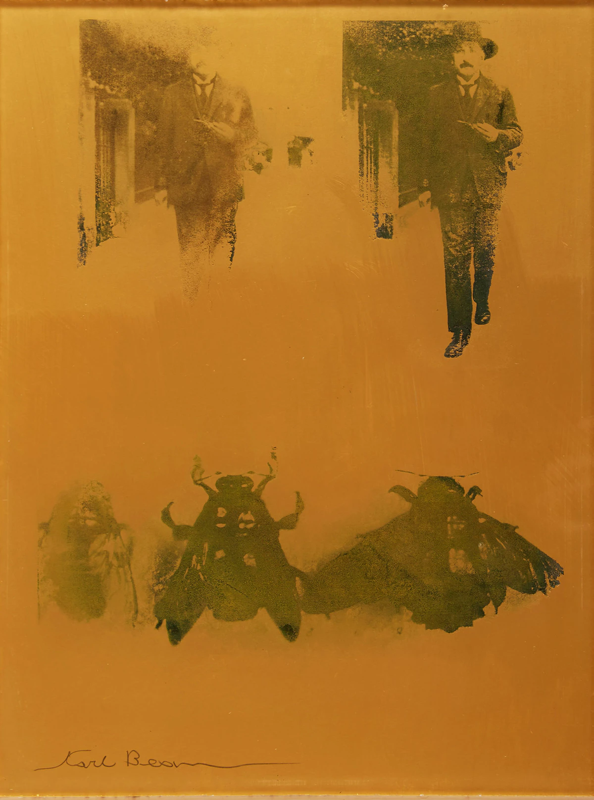 Carl Beam, Einstein; Whaling, 2 mixed media works on plexiglass