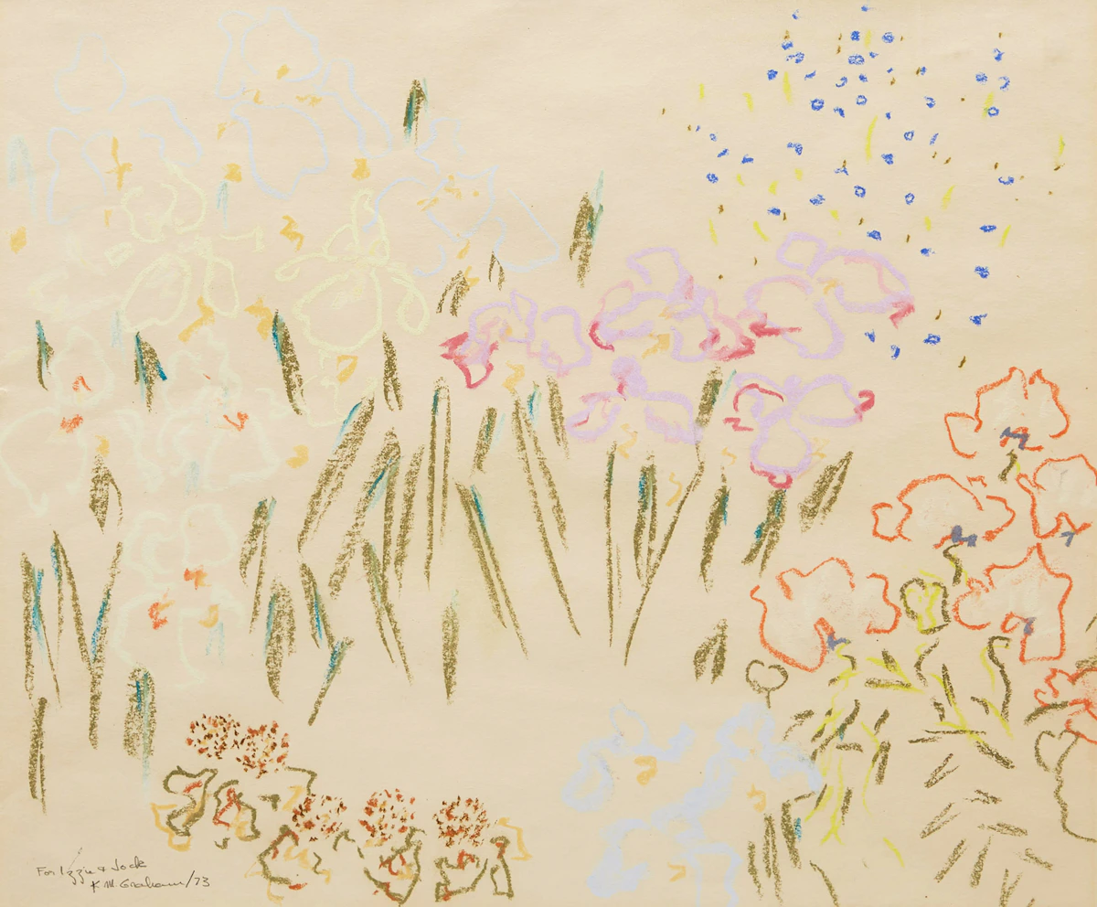 Kathleen Margaret Graham, Untitled (Flowers), pastel, 1973