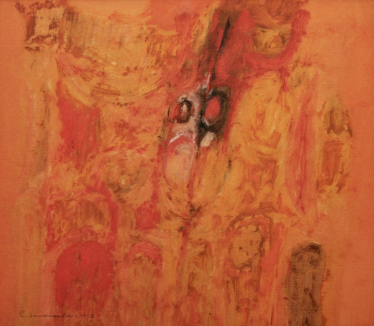 Robert Varvarande, Abstraction in Red, gouache on paper, 1958