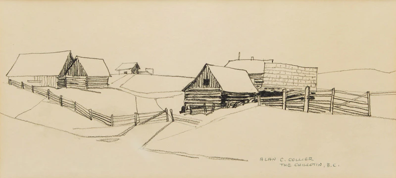 Alan Caswell Collier, The Chilcotin Ranch, B.C. , pencil drawing