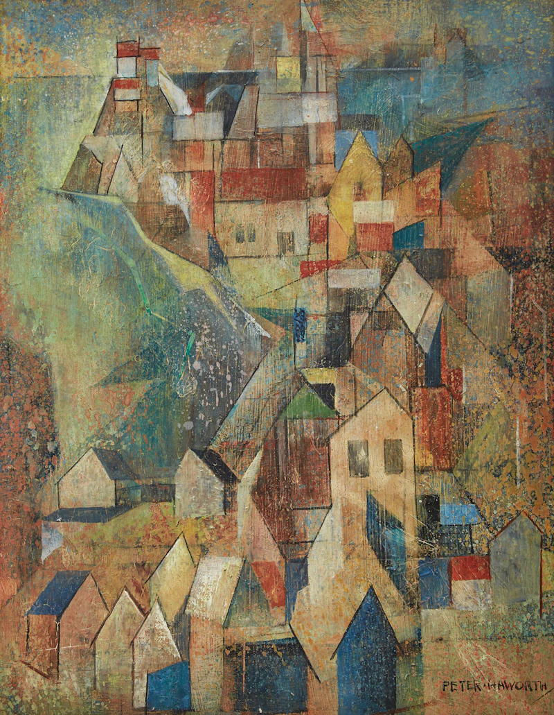 Peter Haworth, Ontario Village, oil on board