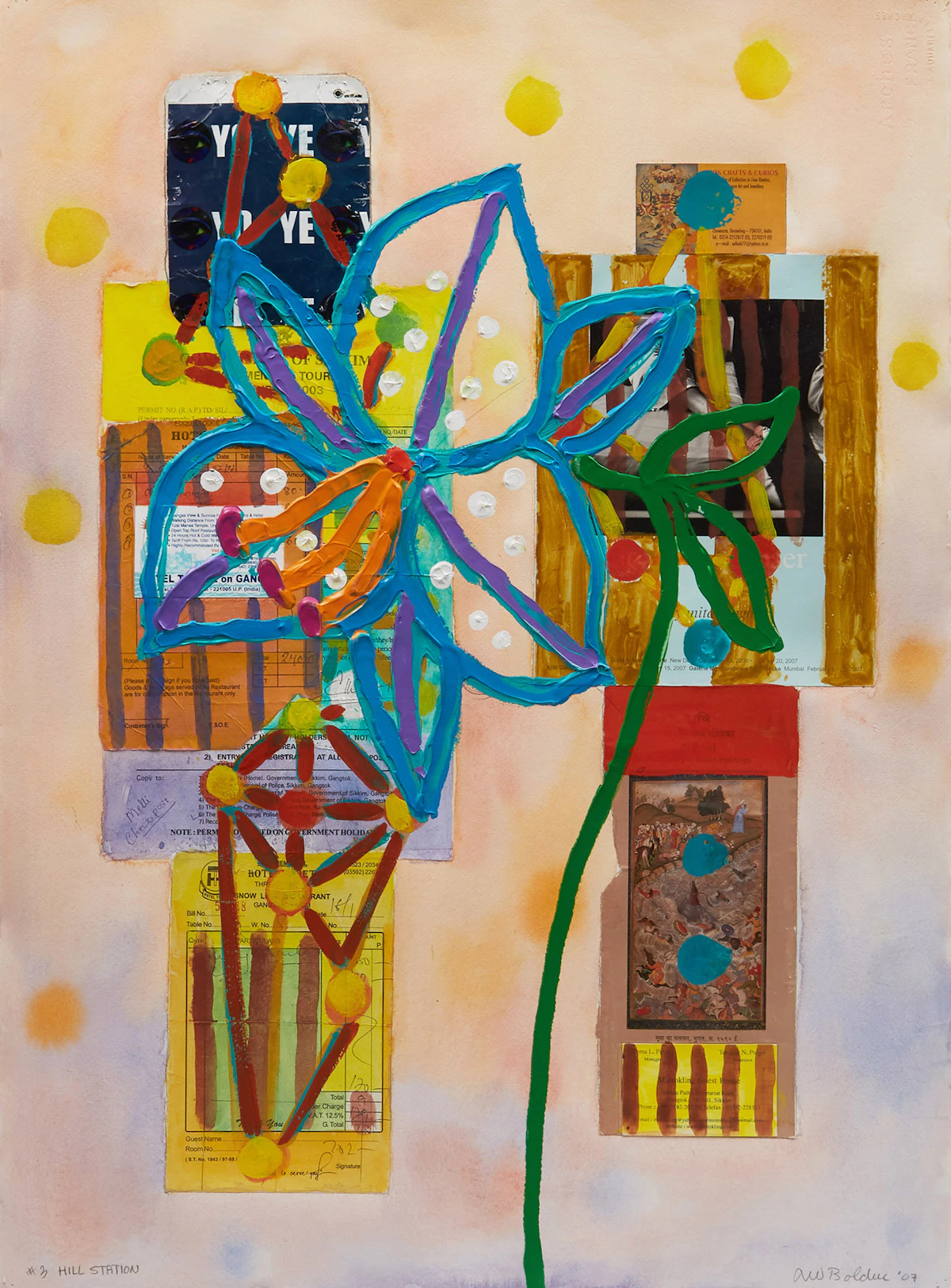 David Bolduc, #3 Hill Station, mixed media and collage on paper, 2007