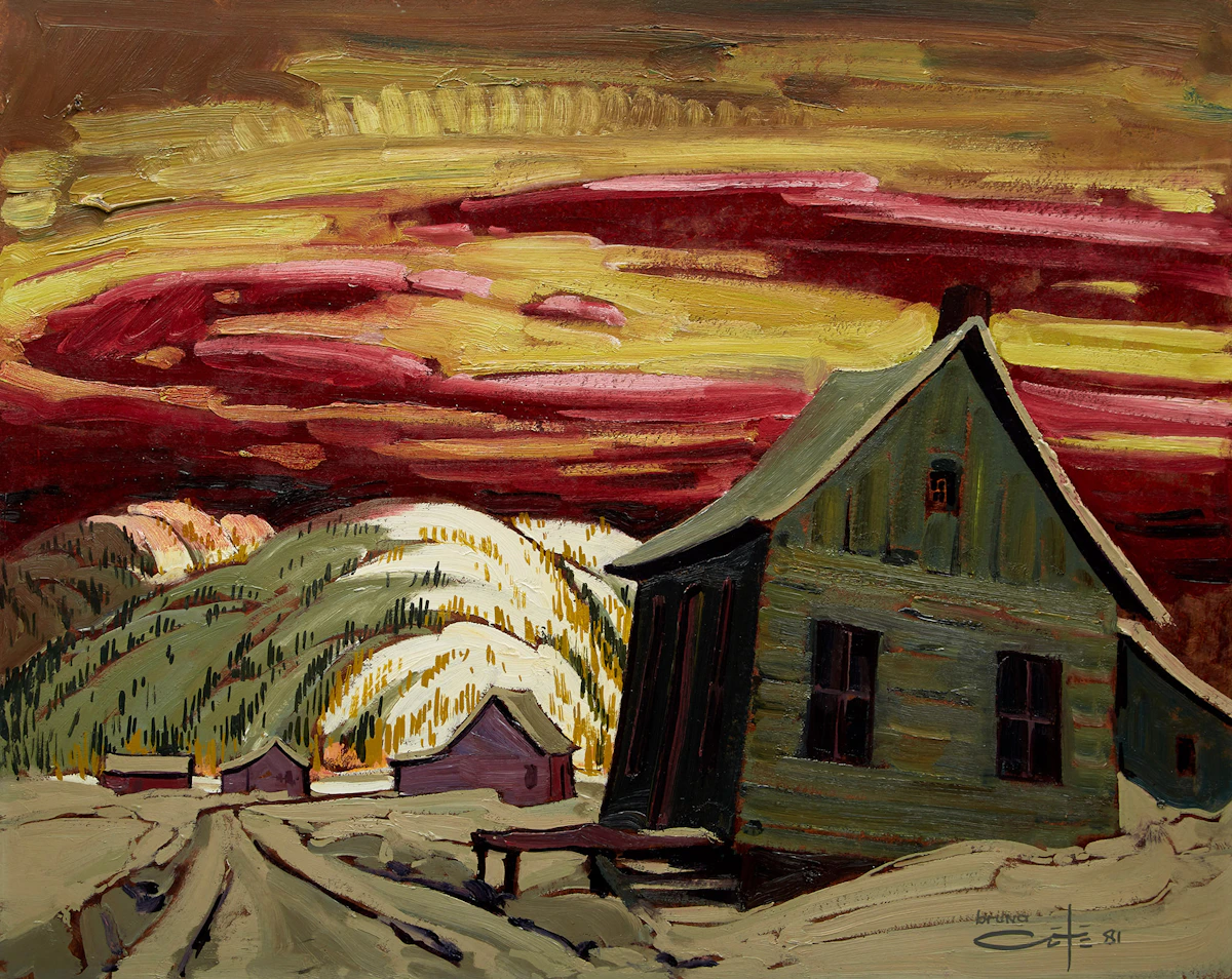 Bruno Côté, Maison en hiver, oil on board, 1981 
