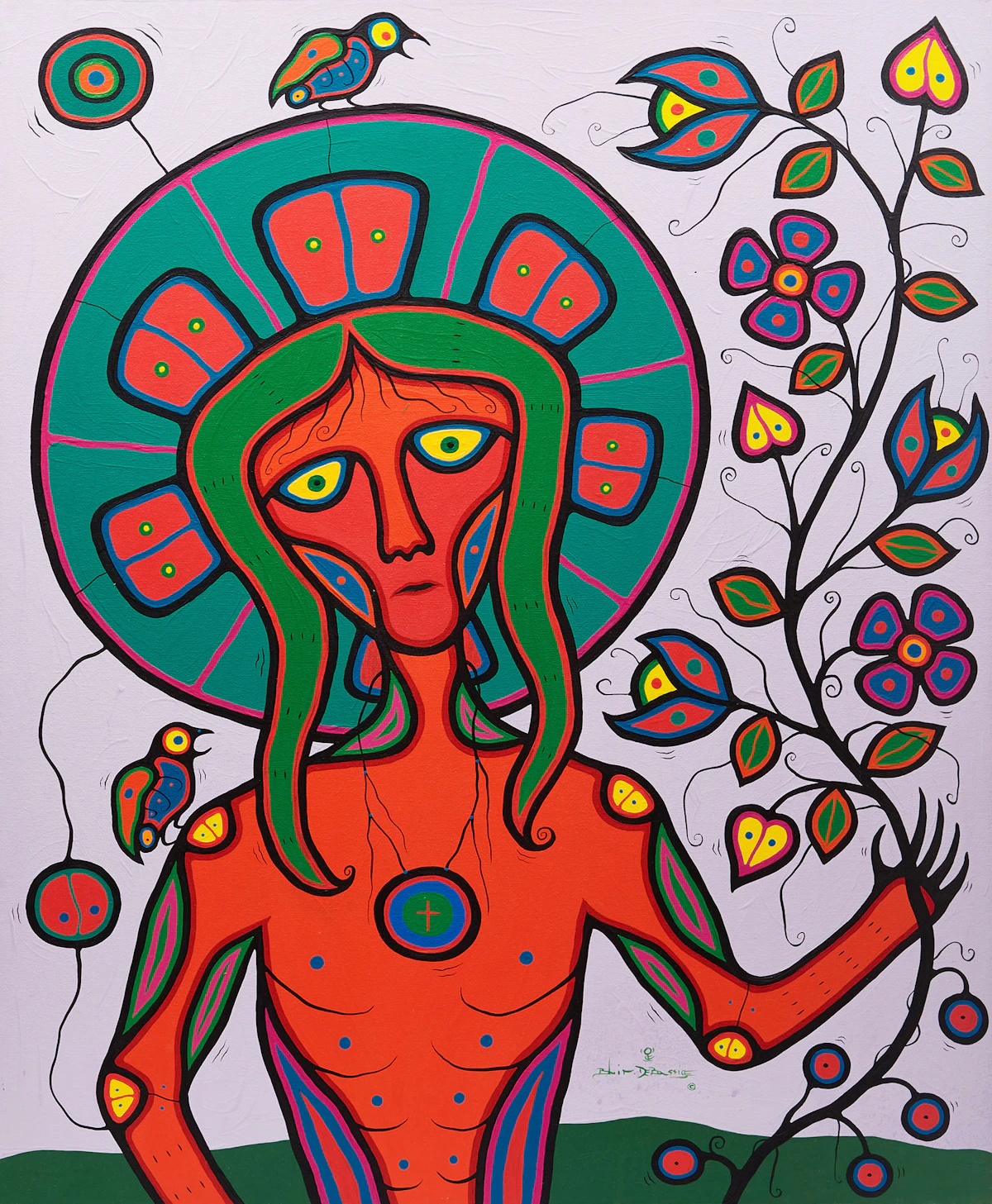 Blair Debassige, Feeling the Presence, acrylic on canvas, 2000