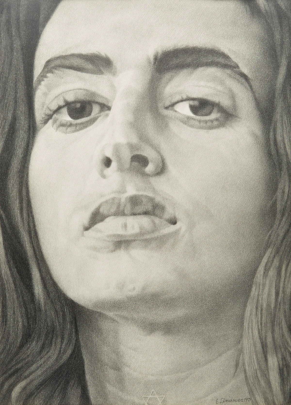 Ernest Lindner, From the East, charcoal on paper, 1971