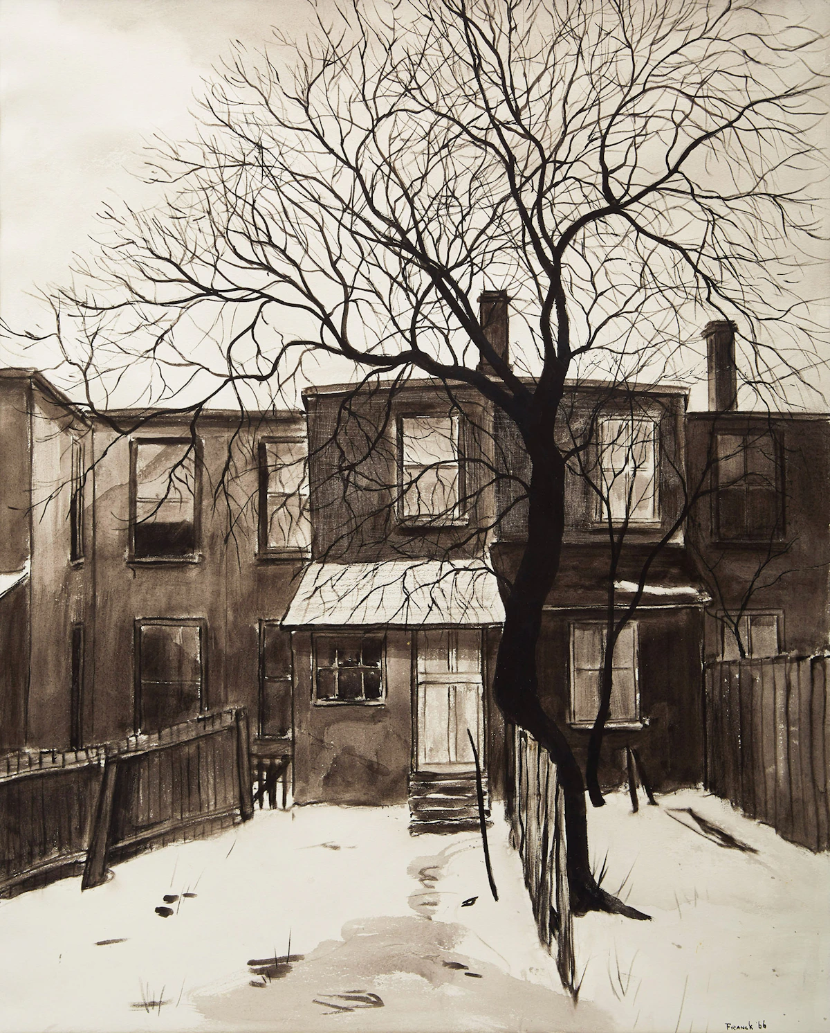 Albert Jacques Franck, Backyard on Sherbourne, watercolour, 1966