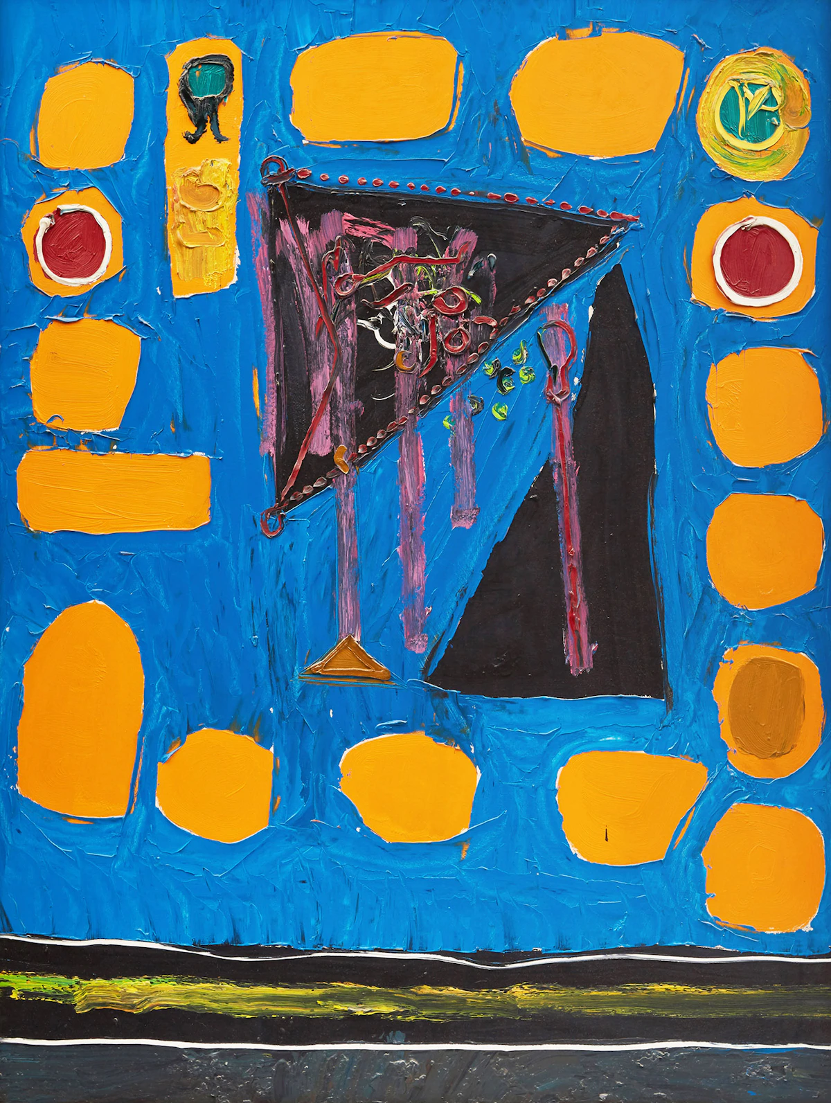 Harold Barling Town, Roundabout, oil and lucite on board, 1960