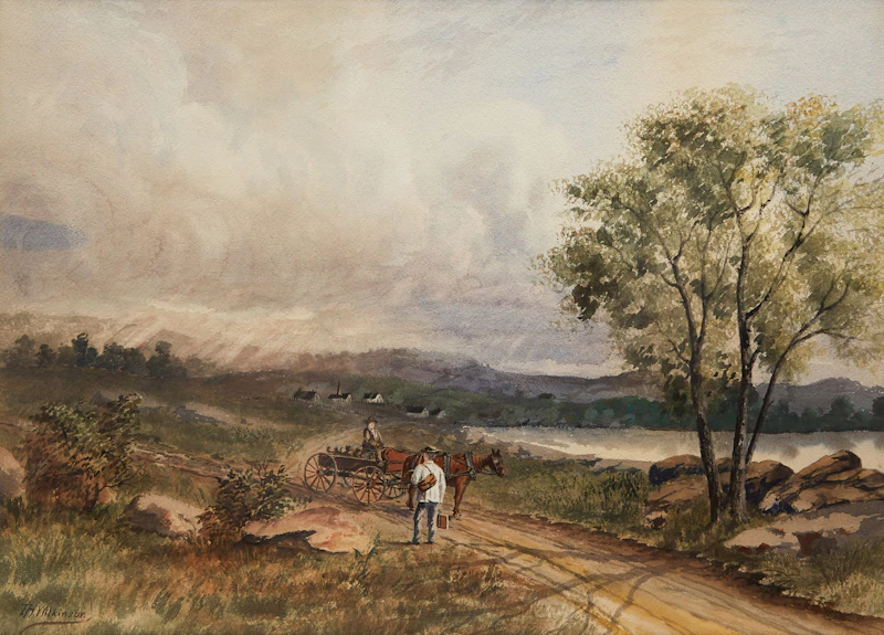 Thomas Harrison Wilkinson, Man with Cart and Horses, watercolour on paper