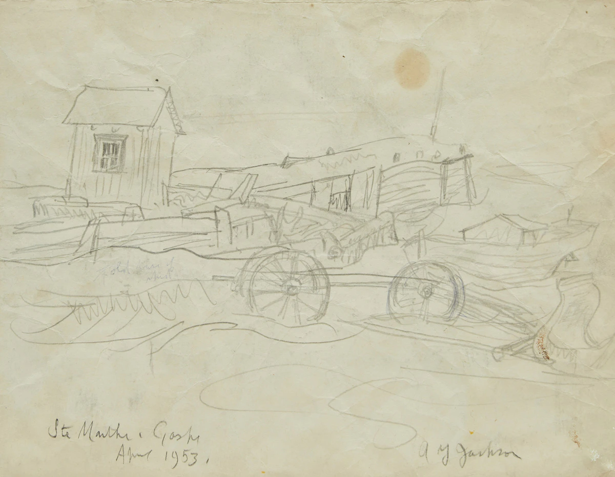 Alexander Young Jackson, Ste Marthe, Gaspé, pencil on paper, April 1953