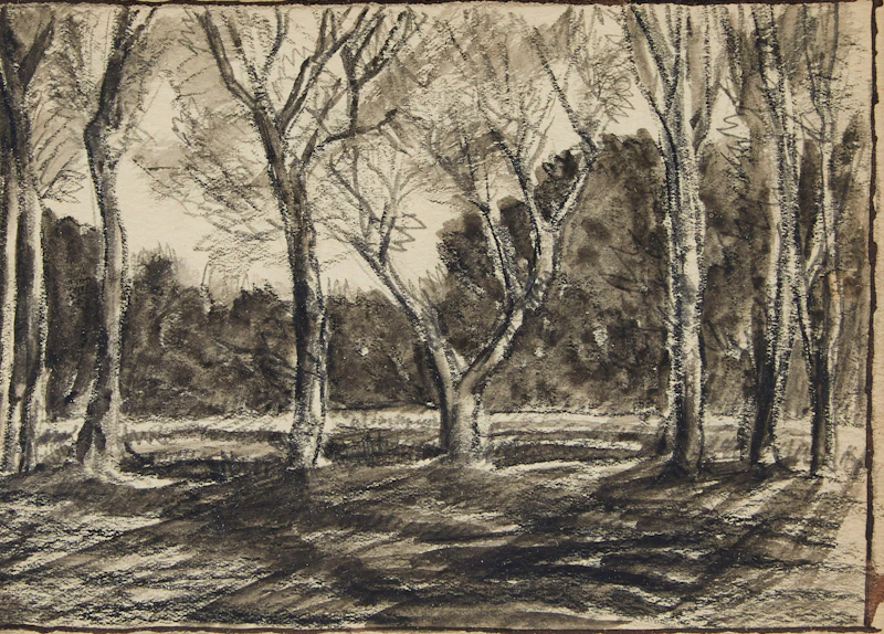 Homer Ransford Watson, Landscape with Trees; Study of Two Trees, two mixed media on paper