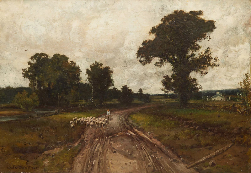 Homer Ransford Watson, Landscape with Sheep , oil on canvas