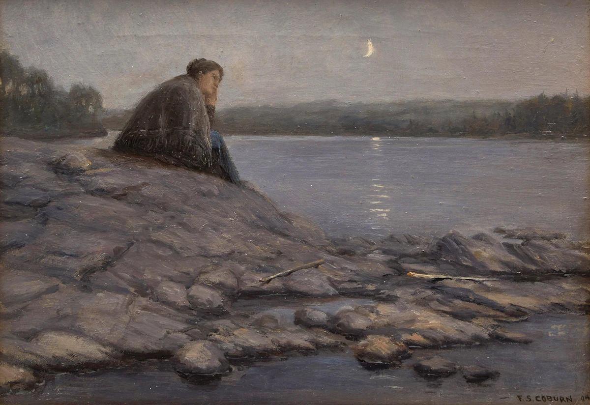 Frederick Simpson Coburn, Nocturne with Woman on the Shore, oil on canvas, 1904