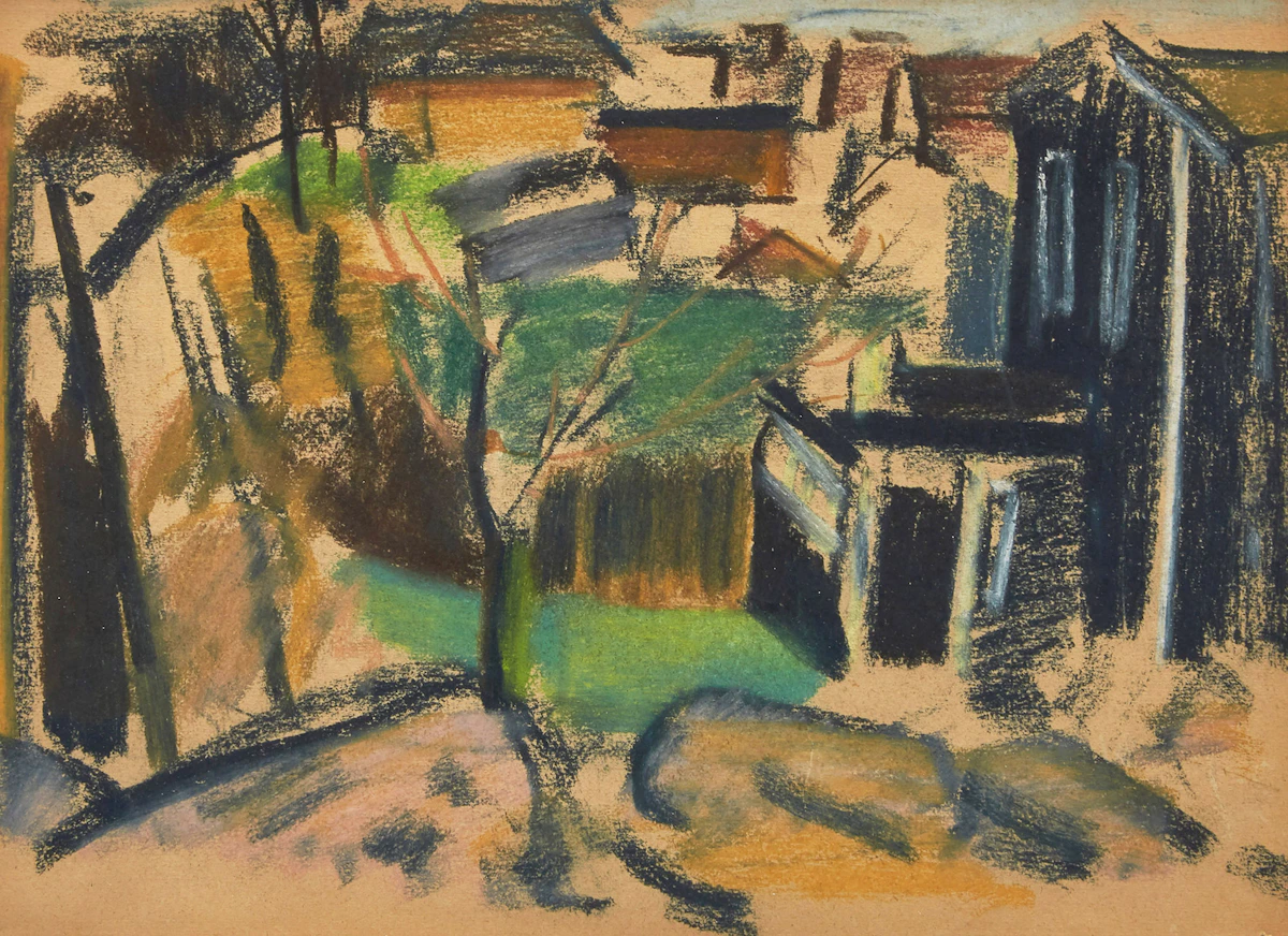 Miller Gore Brittain, Landscape, West of Saint John, pastel, 1936