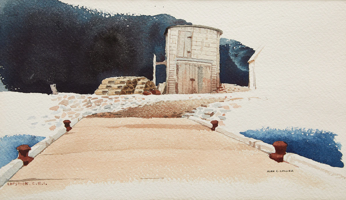 Alan Caswell Collier, On Capstick Pier, C.B.I, watercolour