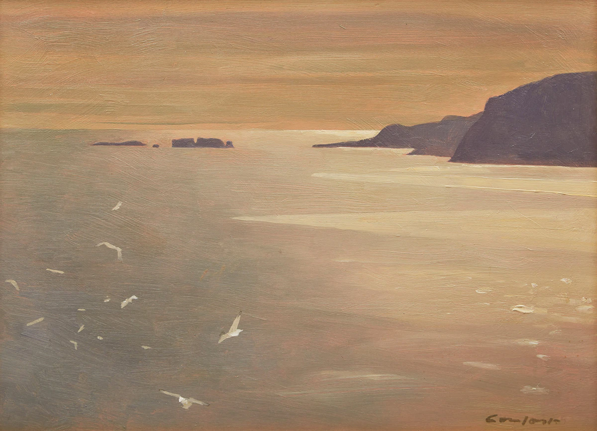 Charles Fraser Comfort, Opalescent Sea, Ingonish, oil on board, 1975