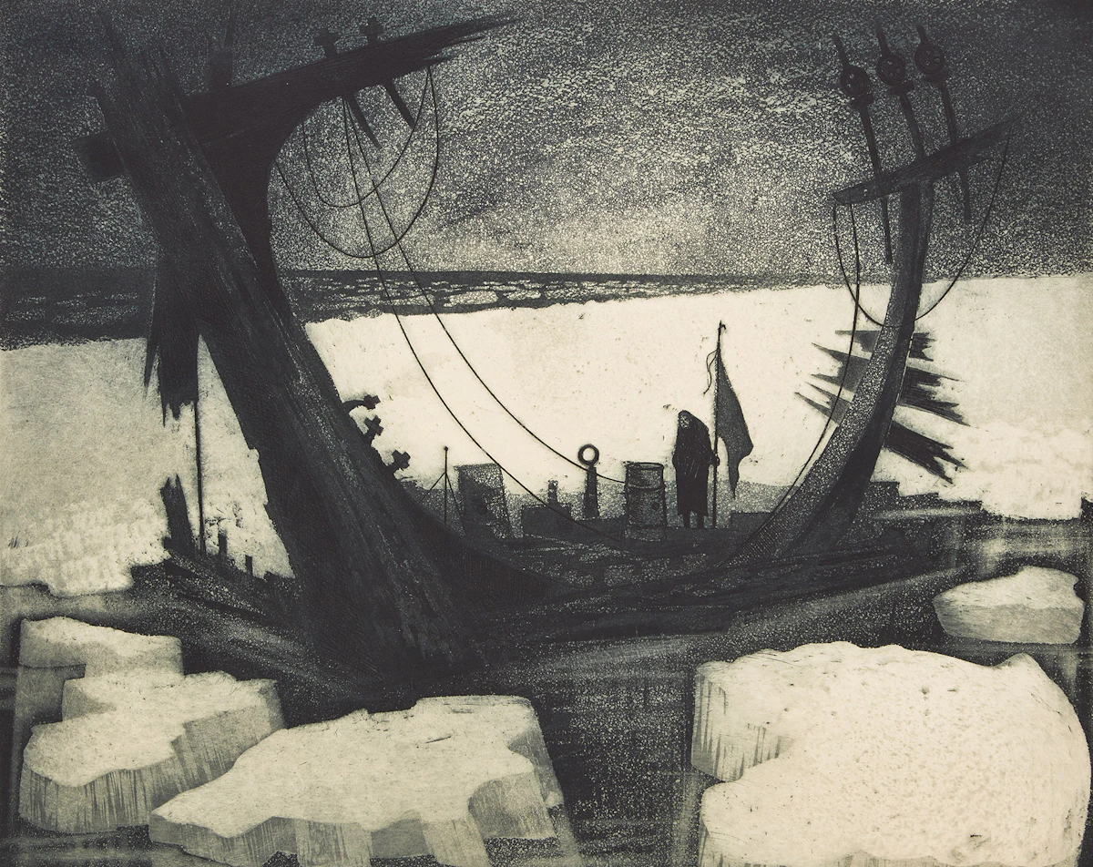 David Lloyd Blackwood, The Survivor, etching and aquatint, 1968
