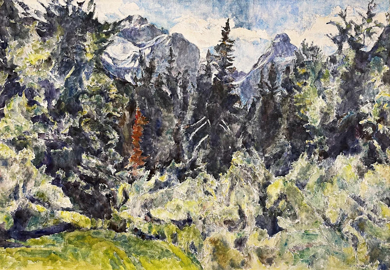 Landscape with Trees and Mountains by Dorothy Elsie Knowles