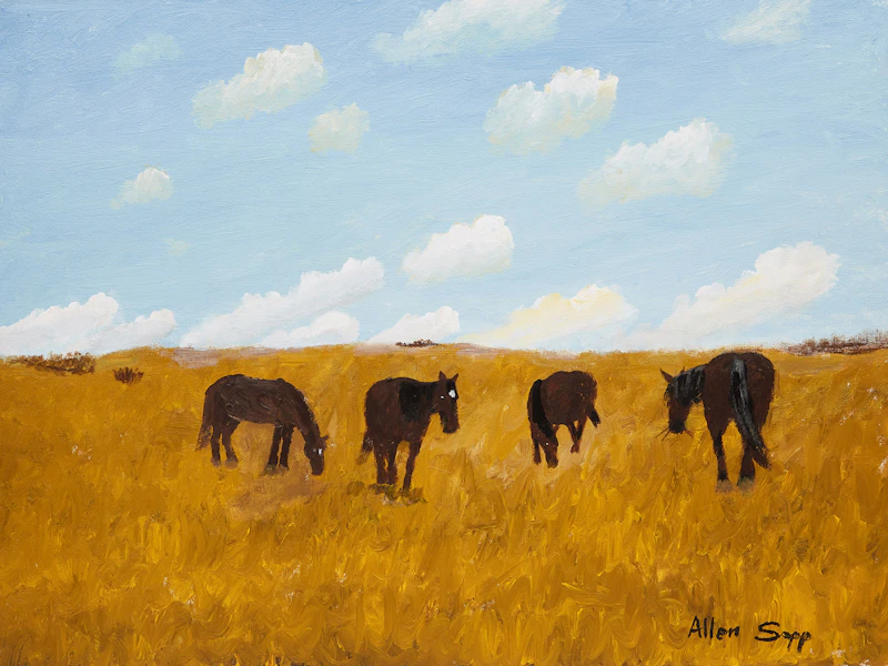 Horses in the Field by Allen Sapp