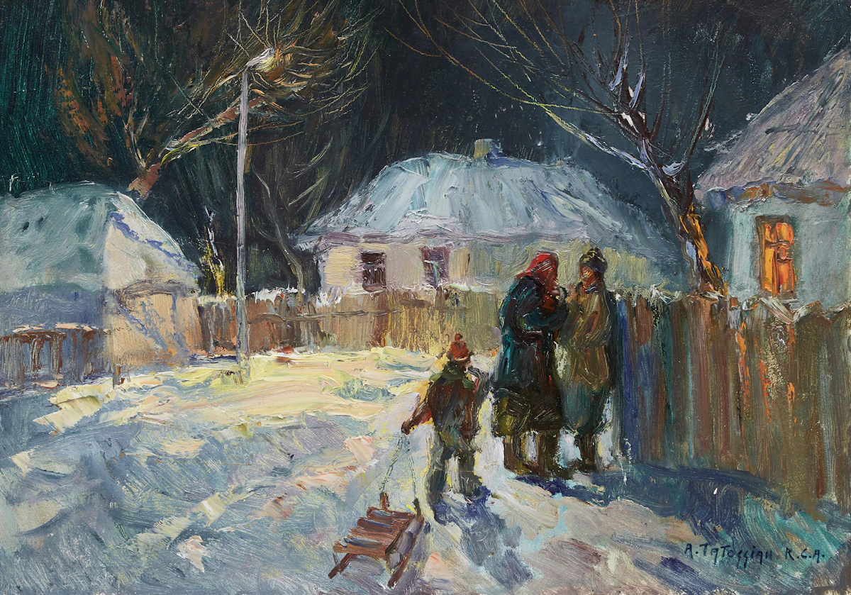 Armand Tatossian, Untitled (Winter Evening) , oil on board