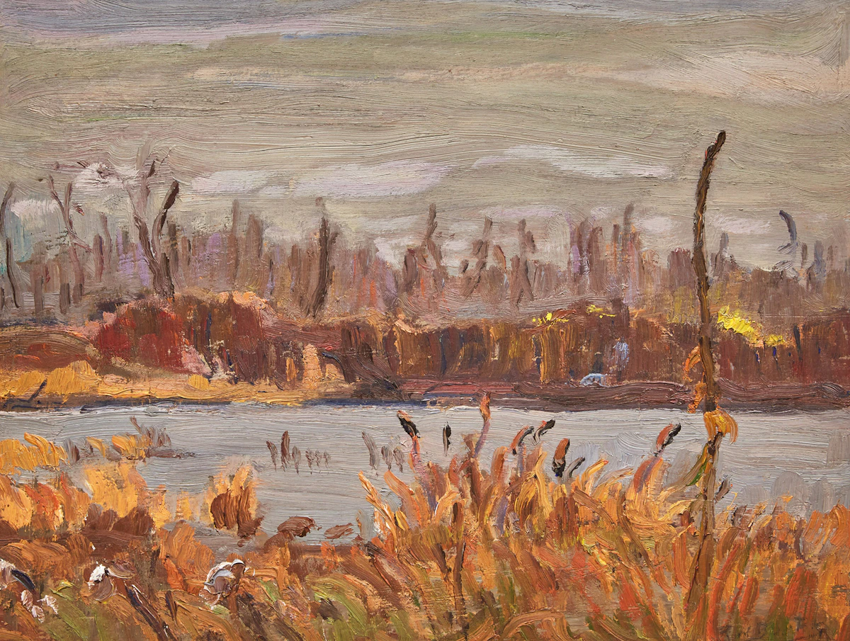 Ralph Wallace Burton, Gray Cold Day Near Prospect, Ontario, oil on board, 1969