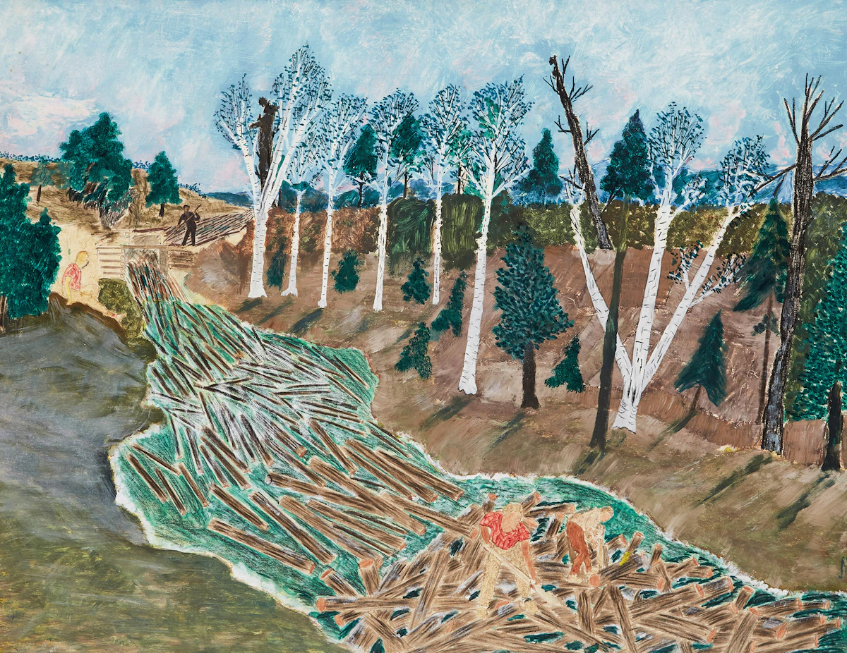Angus Trudeau, Log Jamb, mixed media on board, 1977