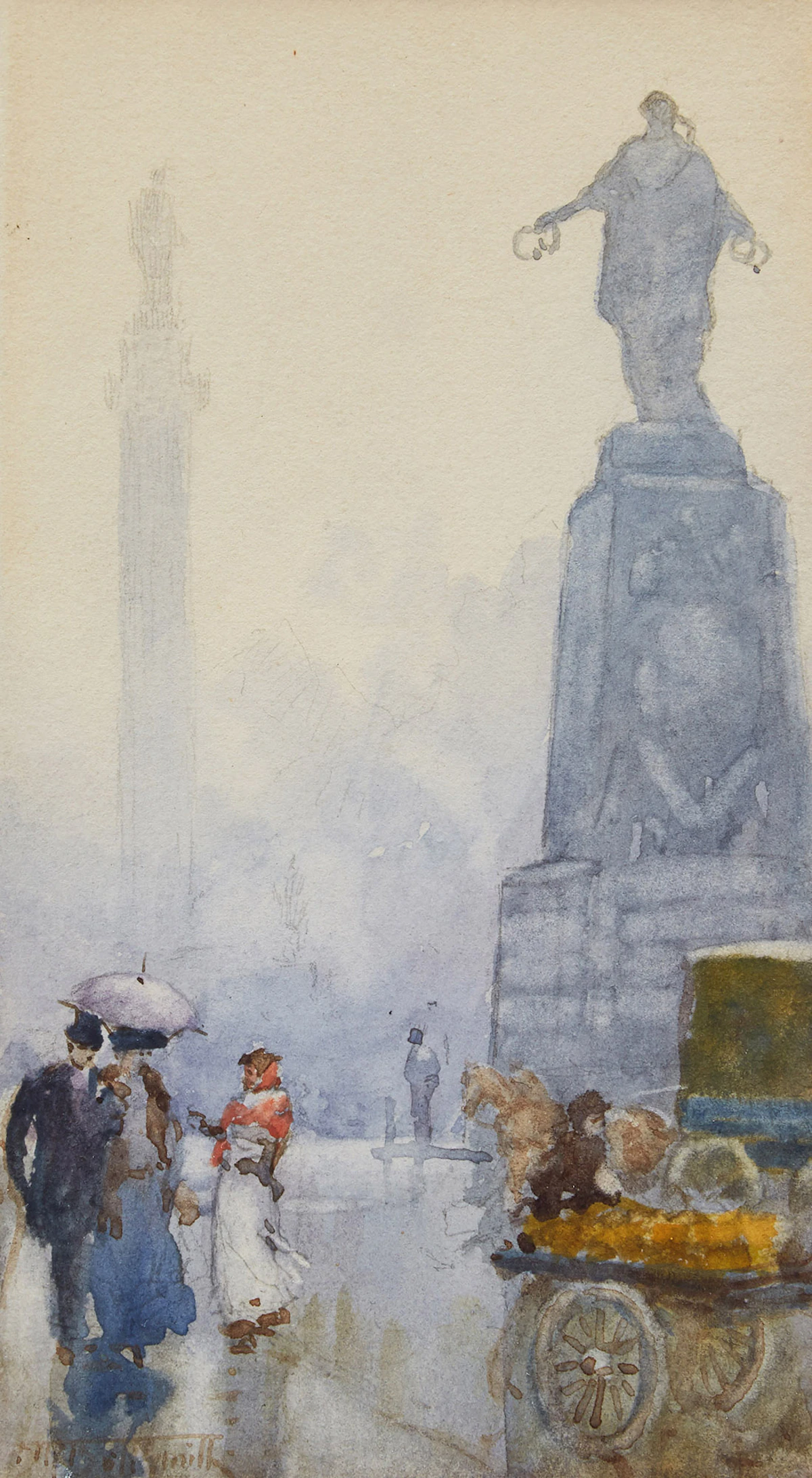 Frederic Marlett Bell-Smith, Waterloo Place, Guard’s Monument, London, watercolour on paper