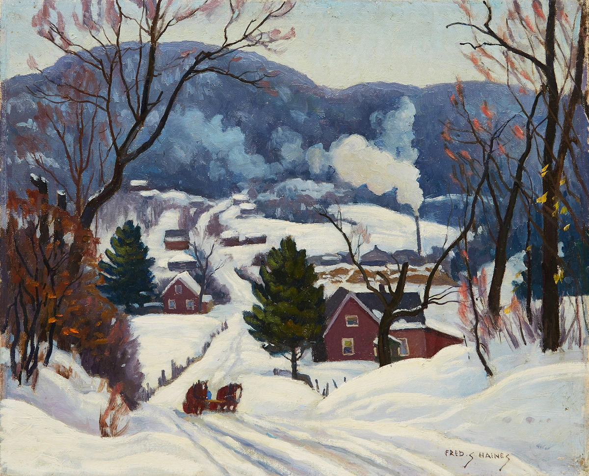 Frederick Stanley Haines, Winter Landscape, oil on board