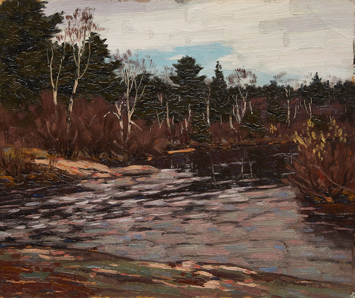 George Thomson, A Quiet Pond , oil on board, 1927