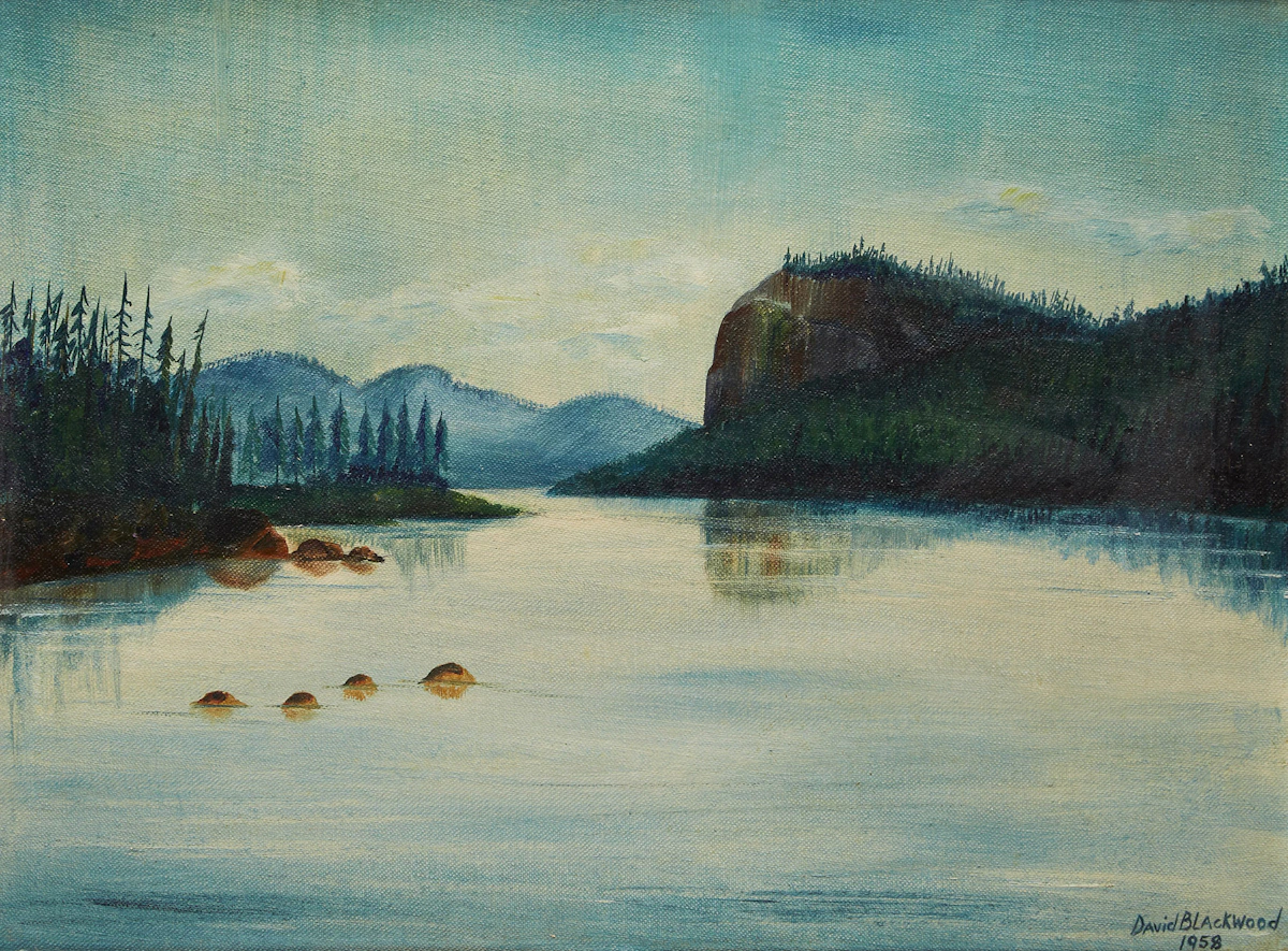 David Lloyd Blackwood, View of a Lake, oil on canvas board, 1958
