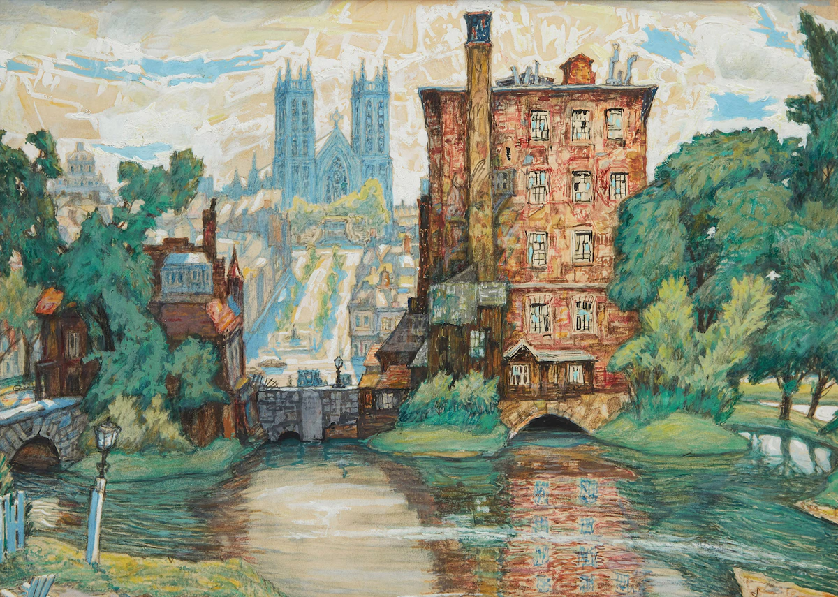 Nicholas Hornyansky, Guelph in Summer , gouache, 1965