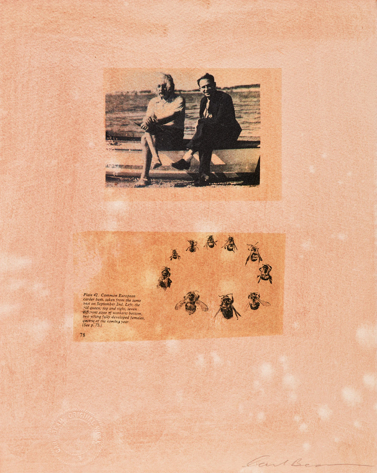 Carl Beam, Bees; Heng, 2 mixed media works on paper